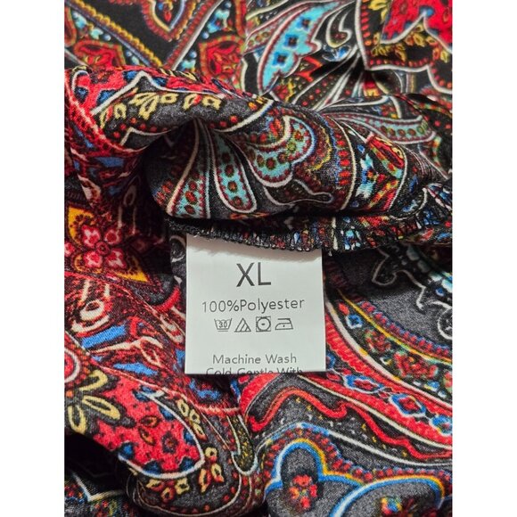 Floral & Geometric Design V-Neck Ruffled Sleeve Bohemian Women Blouse (XL) NEW - Picture 10 of 13